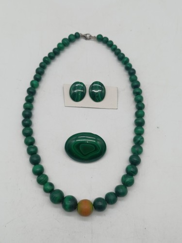 Malachit schmuck set ohrclips - schmuck,