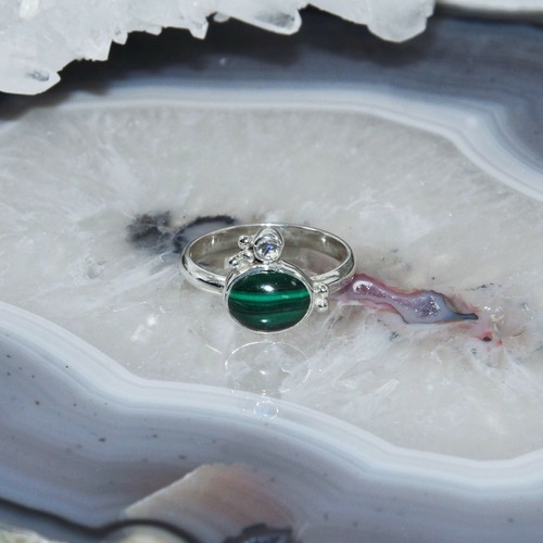 Malachit ring 925er - malachit, silber