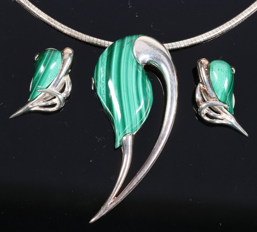 925 silber malachit - malachit, schmuckset