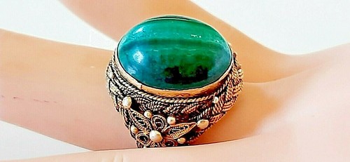 Silber ring malachit - malachit, °